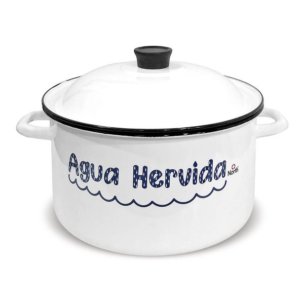 Olla Mi Agüita Hervida en Peltre 32 cm con Tapa