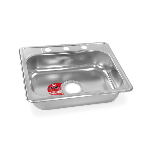 Lavaplatos en Acero Inoxidable con Mezclador 62 × 48 cm con Hueco 3 1/2 Lavaplatos en Acero Inoxidable con Mezclador 62 × 48 cm con Hueco 3 1/2