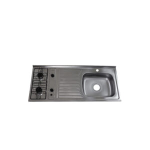 MESÓN EN ACERO INOXIDABLE ESCURRIDOR IZQUIERDO MONOCONTROL 120X50 CON ESTUFA