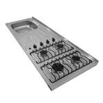 Mesón con Estufa 4 Quemadores Escurridor Derecho y Mezclador 150x50