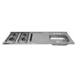 Mesón con Estufa de 4 Quemadores Escurridor lado Izquierdo y Mezclador 150x50