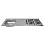 Mesón con Estufa 4 Quemadores Escurridor al Lado Derecho y Monocontrol en Acero Inoxidable150x50