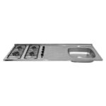 Mesón con Estufa de 4 Quemadores Escurridor lado Izquierdo y Monocontrol 150x50