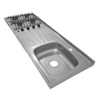 Mesón con Estufa de 4 Quemadores Escurridor lado Izquierdo y Monocontrol 150x50