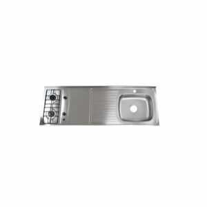 MESÓN EN ACERO INOXIDABLE  150 X 50 ESCURRIDOR IZQUIERDO MONOCONTROL CON ESTUFA 2BG