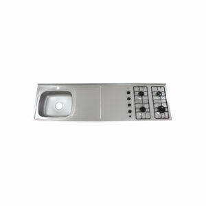 Mesón con Estufa 4 Quemadores Escurridor Derecho y Monocontrol 180x50 (304)