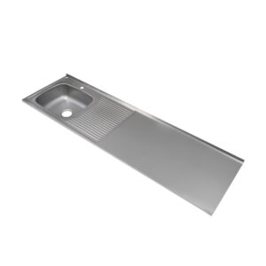 Mesón Liso con Escurridor Derecho y Monocontrol 180x50 (Acero 304)