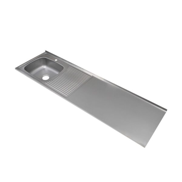Mesón Liso con Escurridor Derecho y Monocontrol 180x50 (Acero 304)