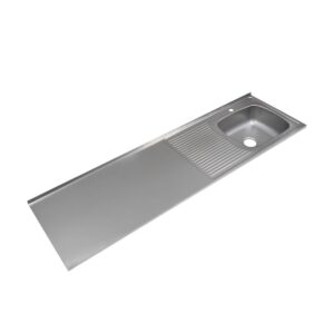Mesón Liso con Escurridor Izquierdo y Monocontrol 180x50 en Acero Inoxidable