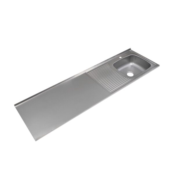Mesón Liso con Escurridor Izquierdo y Monocontrol 180x50 en Acero Inoxidable