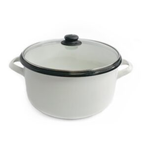 Olla Blanca en Peltre 20 cm con Tapa de Vidrio