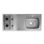 MESÓN EN ACERO INOXIDABLE ESCURRIDOR IZQUIERDO MONOCONTROL 120X50 CON ESTUFA