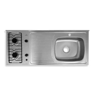 MESÓN EN ACERO INOXIDABLE ESCURRIDOR IZQUIERDO MONOCONTROL 120X50 CON ESTUFA