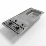 MESÓN EN ACERO INOXIDABLE ESCURRIDOR IZQUIERDO MONOCONTROL 120X50 CON ESTUFA