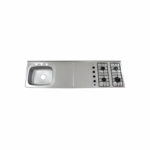 Mesón con Estufa 4 Quemadores Escurridor Derecho y Mezclador 180x50 (430)