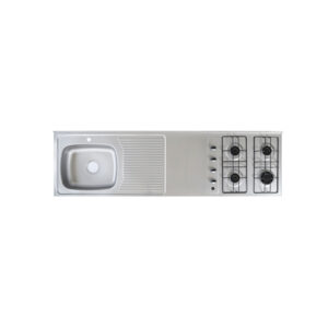 Mesón con Estufa con 4 Quemadores Escurridor Derecho y Monocontrol 180x50 (430)