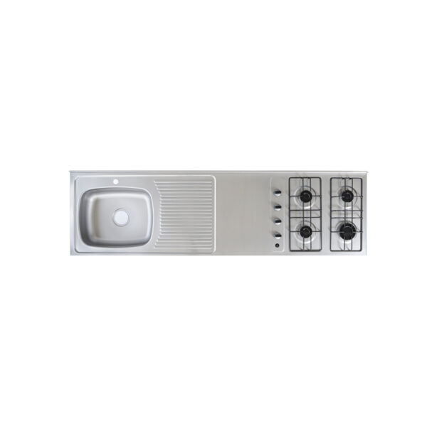 Mesón con Estufa con 4 Quemadores Escurridor Derecho y Monocontrol 180x50 (430)