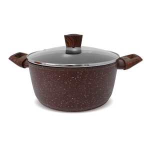 Olla en Aluminio Forjado Marble 24 cm con Tapa de Vidrio