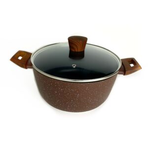 Olla en Aluminio Forjado Marble 24 cm con Tapa de Vidrio