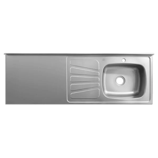 Mesón en Acero Inoxidable Escurridor Izquierdo Monocontrol 150×50 Liso
