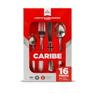 Juego de cubiertos Caribe 16 Piezas en Acero Inoxidable