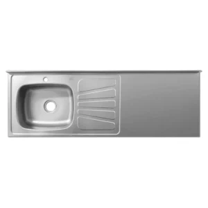 Mesón en Acero Inoxidable Escurridor Derecho Monocontrol 150×50 Liso